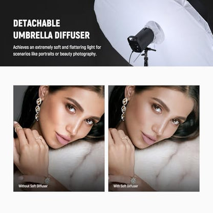 NEEWER 71"/180cm Parabolic Reflective Photography Umbrella Softbox with White Inner Diffuser Cover, Cleaning Cloth & Bag, Quick Fold for Camera Studio Tripod Video Light Monolight Flash Lighting, NS4U
