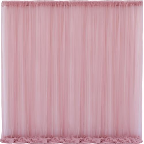 10x10 Dusty Rose Tulle Backdrop Curtains for Parties, Sheer Backdrop Curtain Wedding Photo Background Drapes for Baby Shower Photography Birthday Party - color: Dusty Rose, size: 10x10ft