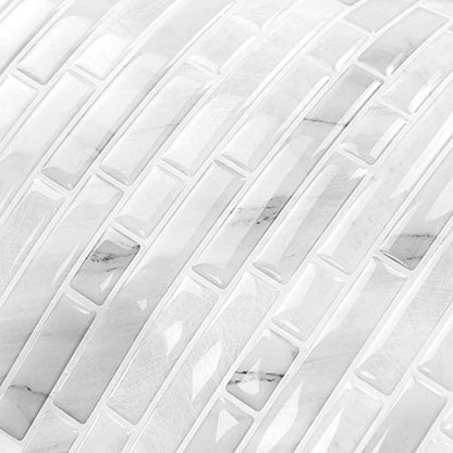 Yipscazo 10-Sheets Peel and Stick Backsplash for Kitchen Slate White Stick on Backsplash for Bathroom Self-Adhesive Wall Tiles for RV, Laundry Room(12"X12") - color: Slate White