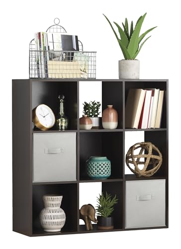 Whitmor 9 Cube Storage Organizer, 3 Tier Stackable Mdf Wood Bookcase, Open Storage Display Bookshelf, Storage Cabinet for Living Room, Bedroom, Home, Office, 35.5"L x 11.7"W x 35.5"H, Espresso - color: Espresso, size: 9 Cube Stackable