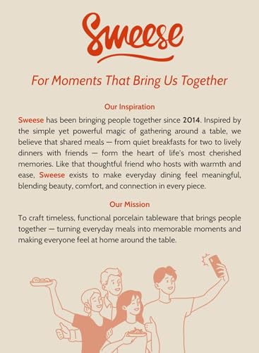 Sweese 10 Inch Porcelain Dinner Plates, White, Set of 6 - Microwave, Oven, Dishwasher Safe, Scratch-Resistant - color: White, size: 10 Inch