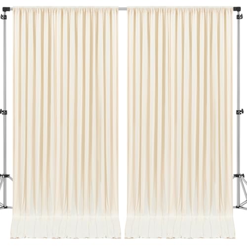 10x10ft Champagne Backdrop Curtain for Wedding Parties Wrinkle Free Fabric Champagne Drapes Backdrop Decoration for Baby Shower Birthday Photography Decoration 2 Panels, 5ft x 10ft - color: Champagne, size: 5ft x 10ft x 2 panels