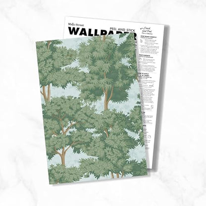 Main Street Peel and Stick Wallpaper Eco-Friendly Sheets 12 Pack, 11 X 16 Inch Toile Forest Design, Wall Mural for Home Decor, Removable Wall Decor Wallpaper Peel and Stick for DIY Projects - style: Toile Forest