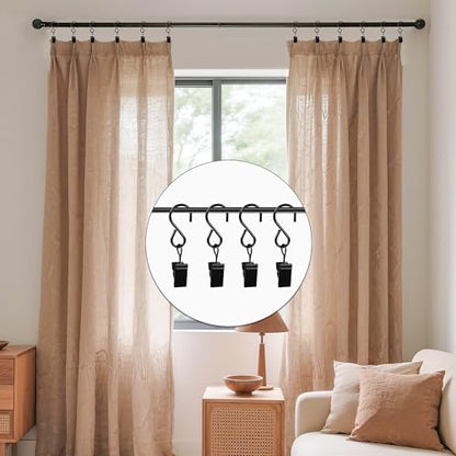 HOOSUN 46 Pack Curtain Hooks Clips,S Hooks for Hanging Outside String Lights,Metal Curtain Rod Hooks,Small Light Clips,Art Craft Display,Backdrop Clip,Stainless Steel S Curtain Hook Hanger for Drapes - color: 46 Pack S Black