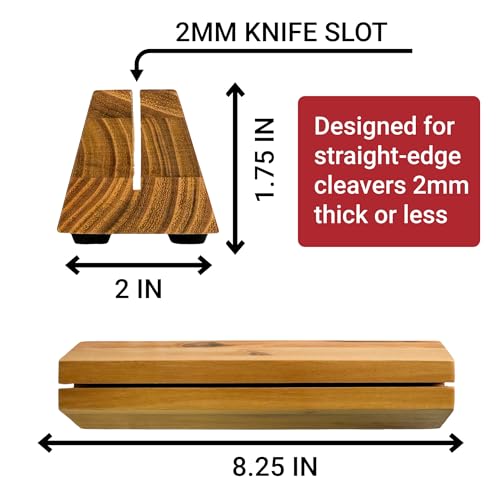 Cleaver Stand | 8.25-inch wood vegetable cleaver knife storage block (Teak, 2mm) - size: 2mm