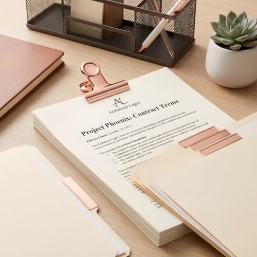 Coideal Bulldog Paper Clips Rose Gold, 20 Pcs 2 Inch Large Metal Binder Hinge Clip for Office, Food Bags, Pictures Photos, Art Crafts (50 mm) - color: Rose Gold