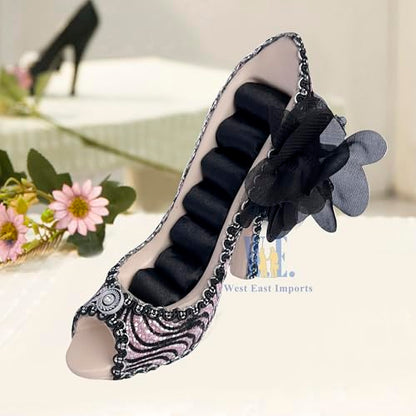 Ring Holder High Heel Shoe Design Fashion Jewelry Organizer Display Birtyday Gift (pink-bk) - color: pink-bk