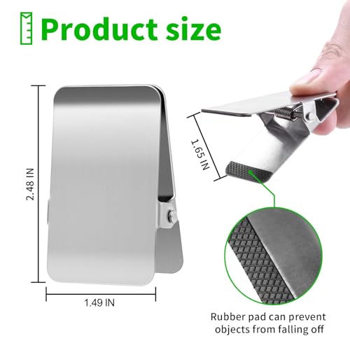 Large Chip Bag Clips with Anti-Slip Rubber,BURLIHOME All-Purpose Stainless Steel Heavy Duty Air Tight Seal Food Bags File Paper Photos Clamps for Home/Office/Kitchen Supply,10Pcs(Silver)