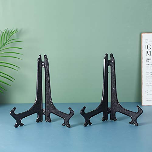 Artliving 10 Inch Black 6pcs/Set Plastic Easels Plate Display Stands Picture Frame Stand Holder - color: Black, size: 10 inch (6 pack)