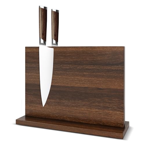 THMINS Magnetic Knife Holder, Double-Sided Magnetic Knife Block Universal Multi-function Display Rack for Kitchen Counter - size: 11.6x8.5 inch Wood
