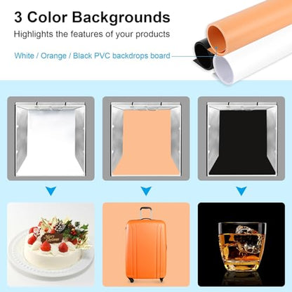 Light Box Photography, PULUZ 31'' Portable Photo Studio Light Box with 156 LED Lights ＆3 Color Backdrops Professional Photography Lighting Tent Kit for Big Product Photography Lightbox - color: 31.5x31.5x31.5in