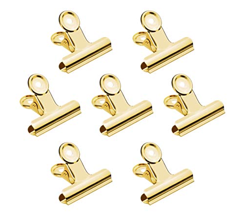 20 Pack 2 Inch Polished Steel Clips, Metal Bulldog Binder Clips, Large Hinge Paper Clips Clamps for Food Bags, Pictures Photos, Art Crafts, Home Office Supply (Gold) - color: Gold