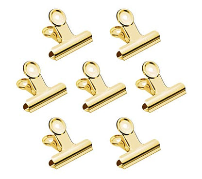 20 Pack 2 Inch Polished Steel Clips, Metal Bulldog Binder Clips, Large Hinge Paper Clips Clamps for Food Bags, Pictures Photos, Art Crafts, Home Office Supply (Gold) - color: Gold