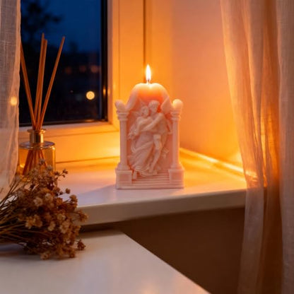 Hugging Angel Shaped Scented Candle,125G Aesthetic Handmade Soy Wax Aroma Decorative Art Candle for Table Photo Prop Valentine's Day Wedding Birthday,Prefect Gift for Meditation Stress (Pink)