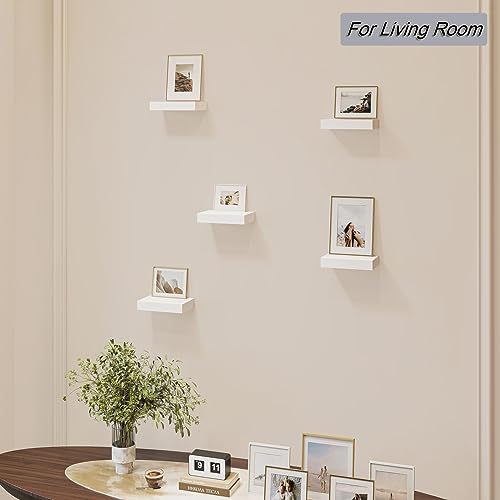 HAO Small Floating Shelf 6 inch Wall Mounted Mini Hanging Display Shelves for Living Room Bedroom Bathroom Set of 3 White - color: White, size: 5.5 Inch,Set of 3