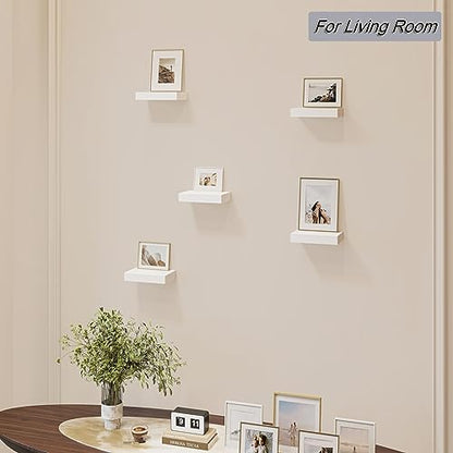 HAO Small Floating Shelf 6 inch Wall Mounted Mini Hanging Display Shelves for Living Room Bedroom Bathroom Set of 3 White - color: White, size: 5.5 Inch,Set of 3