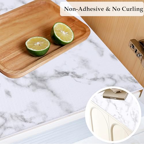 Shelf Liners for Cabinets 15 Inch Wide X 20 Ft Non Slip Waterproof Drawer Cupboard Liner Strong Grip Non Adhesivepantry Shelf Closet Liner for Kitchen Bathroom Refrigerator Dresser Drawer Mat Marble - size: 15"W x 240"L