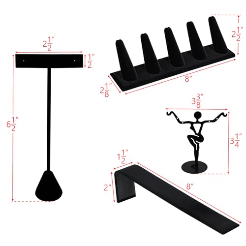MOOCA 10 Pcs Jewelry Display Set, Easel Necklace Display, Bracelet Holder Stand, Earring Organizer, Ring Holder Stand for Showcase and Store, Premium Black Velvet - color: Style 3, Black Velvet, 10 Pieces