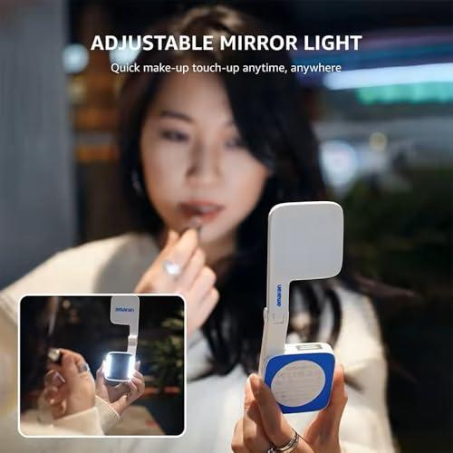Magnetic Selfie Phone Light,Amaran Go Dual LED Light Source with Adjustable Mirror Light CCT 2700K-6500K,Rechargeable for Selfie,Makeup,Video Conference,TikTok,for iPhone & Android (Pink) - color: Pink