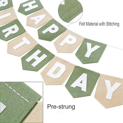Sage Green 1st Birthday High Chair Decorations- First Birthday Banner Wild One Highchair banner 1st birthday boy with Tassels, Crown & One Cake Topper, Boho 1st Birthday Party Supplies photo props - color: Green