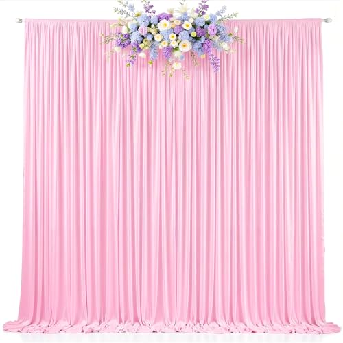 10ft x 8ft Photo Backdrop Curtains Pink Wrinkle-Free Polyester Fabric Backdrop Drapes for Wedding Baby Shower Birthday Party Photography Background Decoration - color: Pink, size: 5'(W) x 8'(H), 2 Panels