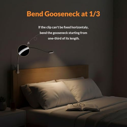LEPOWER Clip on Light/Reading Lights/Book Light Color Changeable/Night Lights Clip on for Desk, Bed Headboard and Computers, Adapter Included (White) - color: White