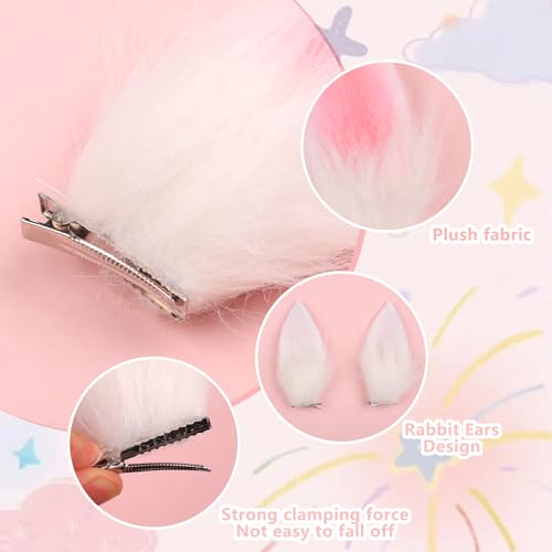 Totelux Eater Hair Clips Bunny Ears Hair Barrettes Pink White Rabbit Ears Alligator Clips Hair Accessories for Women Girls Easter Party Supplies 2Pcs