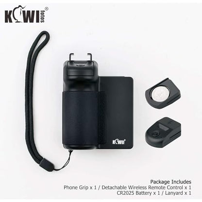 KIWIFOTOS Phone Camera Grip Handle Holder Phone Tripod Mount with Remote Shutter & Cold Shoe Adapter for iPhone 17 16 15 14 Pro Max Samsung Smartphone Selfie Vlog Video Shooting - color: Phone Camera Grip