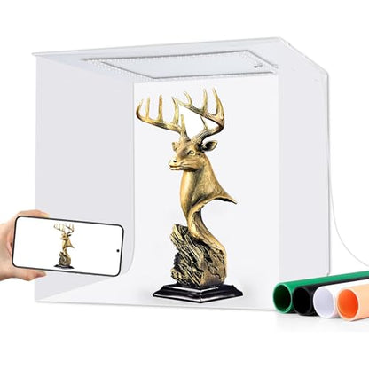 Photo Light Box, Mini Photo Studio Light Box, 12"x12" Portable Folding Photography Light Tent kit with CRI >97 144 LED Light 3600lm 5500k & 4 Backdrops for Jewelry/Watches/Small Size Products - size: 12*12*12inch