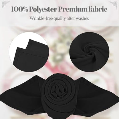 PLOYMONO Black Heavy Duty Polyester Napkins - 17 x 17 Inch Solid Washable Cloth Dinner Napkins - Set of 8 Napkins with Hemmed Edges - Great for Weddings, Parties, Banquets, Halloween, Thanksgiving - color: Black
