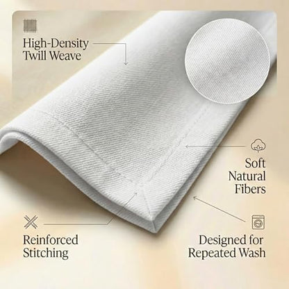 ACCENTHOME Accent Home 100% Cotton Napkins, Delicate Cloth Napkins for Dinners, Parties and Weddings，18 x 18 Inch Set of 12 - White - color: 12 - White - Twill, size: 18"x18" - Pack of 12