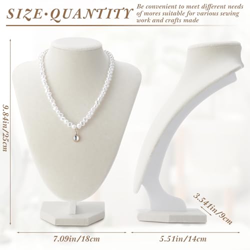 Huquary 6 Pcs Necklace Display Stand Necklace Holder Jewelry Bust Display Stands for Selling Home Store Trade Shows Photography Props Retail(Beige,Velvet) - color: Beige