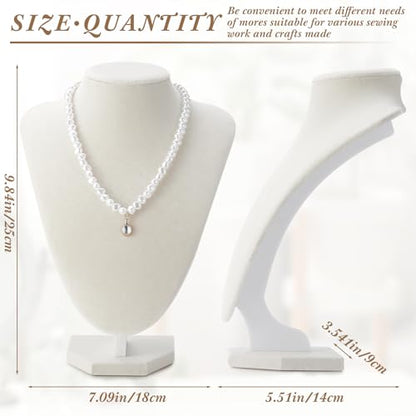 Huquary 6 Pcs Necklace Display Stand Necklace Holder Jewelry Bust Display Stands for Selling Home Store Trade Shows Photography Props Retail(Beige,Velvet) - color: Beige