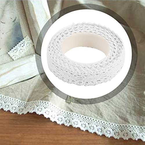 JIANWEI Washi Tape Lace Pattern, Self-Adhesive Decorative Masking Tape, DIY Scrapbooking Lace Tape Sticker, for Card Making/Crafts/Frames/Gifts Decoration (White)