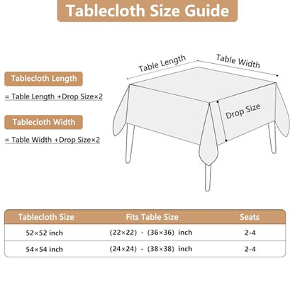 Seenus Faux Linen Fabric 52 x 52 Inch Square Grey Tablecloth Textured Water Resistant & Washable Card Table Cloth Anti-Scratch for Dining Kitchen Patio - color: Dark Grey, size: 52" x 52" (Square)