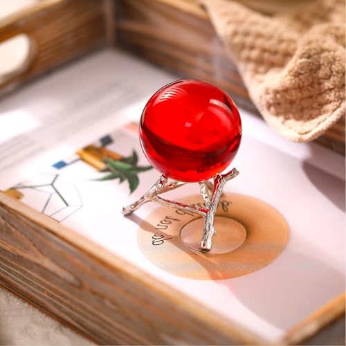 Beeveer 4 Pcs Crystal Ball Stand Display Holder Egg Sphere Stand Photography Props Crystal Balls Ornament Rack Holder Silver Metal Base Tree Tripod Modern Simplicity for Home Decoration - color: Silver