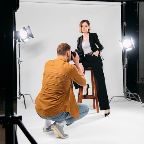 EMART Portable Photography Backdrop Stand Kit 10 x 10 ft with 10 x 20 ft White Backdrop, Adjustable Background Support System for Photo Video Studio, Photoshoot, Party, Live Game, Interviews - size: 10*10ft Stand/10*20ft Backdrop