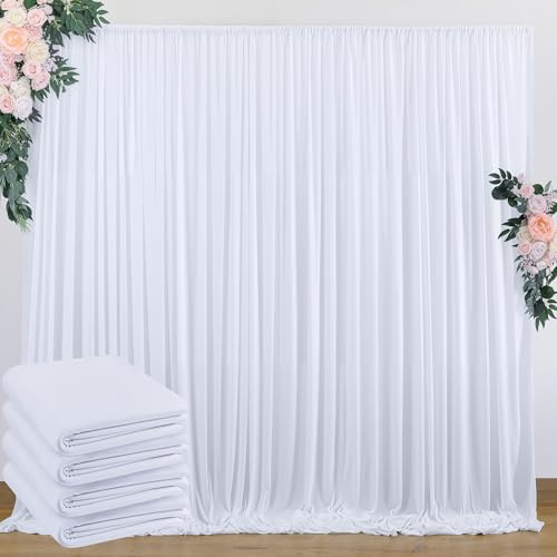 20 ft x 10 ft Wrinkle Free White Backdrop Curtain for Wedding Parties, Polyester Photo Backdrop Drapes for Baby Shower Birthday Party Backdrop Stand, Bulk Thick Background Curtains 5x10FT 4 Panels - color: White, size: 5'(W) x 10'(H), 4 panels