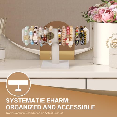 TENINYU Hovering T-Bar Bracelet Necklace Earring Bangle Pendants Anklet Tower Watch Key Jewelry Display Stand for Home Organization (Beige Velvet) - color: Beige Velvet