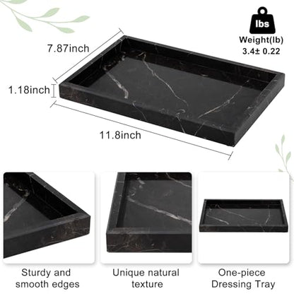 Brown Marble Tray,Pure Natural Vanity Tray,Marble Tray for Kitchen Counter Non-Ceramic/Non-Resin,Stone Trays 12 x 8 inch - color: Brown