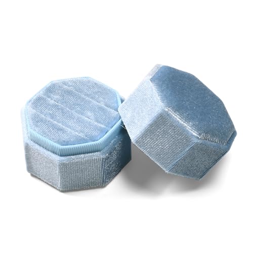 3 Slots Ring Box Velvet Ring Gift Box Wedding Day For Proposal, Engagement, Wedding, Mother's Day, Valentine's Day (Light Blue) - color: Light Blue