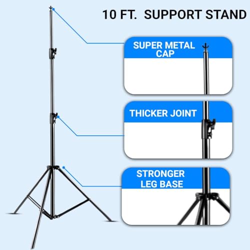 Raya Triple Crossbar Background System – Supports up to 3 Seamless Paper Rolls, Holds 9.8 ft Wide Backdrops, Adjustable 9.2 ft Height, Aluminum, 12 lb Capacity per Crossbar