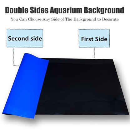 XCNO Blue Black Aquarium Background Poster Fish Tank Background Wallpaper Aquarium Backdrop Double-Sided Fish Tank Decorations Paper 12"x 33" - size: 11.6" H x 33" L