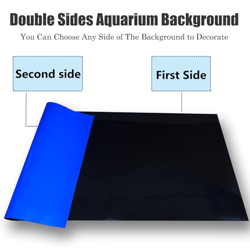 XCNO Blue Black Aquarium Background Poster Fish Tank Background Wallpaper Aquarium Backdrop Double-Sided Fish Tank Decorations Paper 20"x 60" - size: 19.7" H x 60" L