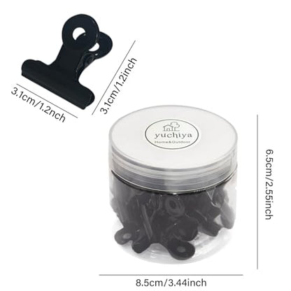 YUCHIYA 20 Pack Metal Clips with 20 Push-pins, Mini Binder Clips, Black (1.25 Inch) - color: Black, size: 1.2 inch