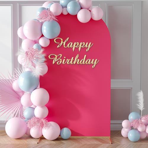 Neatsure Arch Backdrop Stand and Cover Set, 7.2FT Metal Photo Balloon Arch Backdrop Stand for Wedding Birthday Party Baby Shower Ceremony Graduation Decoration, Fushia - color: Fuchsia, size: 7.2FT