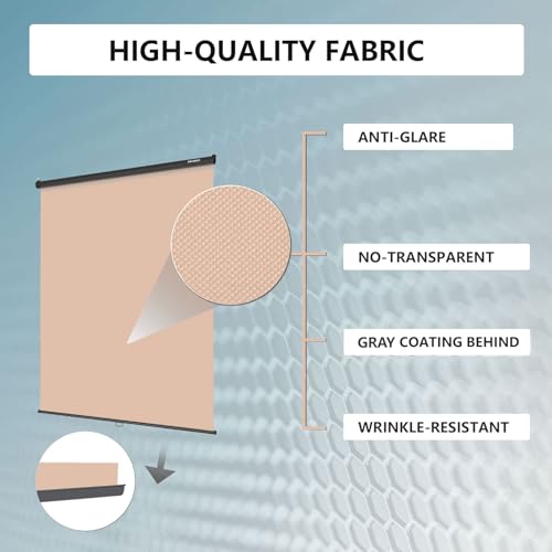 RAUBAY Retractable Pull Down Beige Screen Backdrop - 59.8" x 86.6" Collapsible Wall-Mount Nude Background for Professional Video Production, Photography, TikTok and Video Conferencing - color: Beige, size: Standard(59.8 x 86.6in)