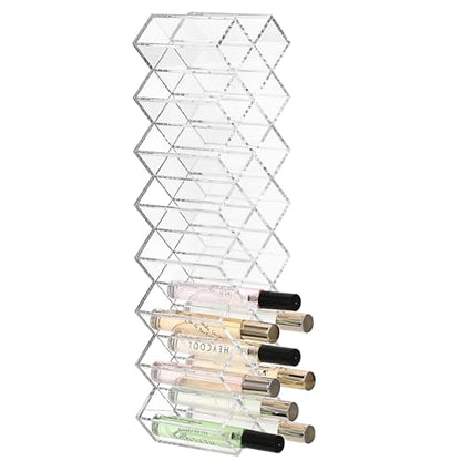 ELLDOO Rollerball Perfume Organizer, 23 Spaces Clear Acrylic Perfume Storage Holder Beauty Scent Holder, Stackable Makeup Lipgloss Lipstick Display Case Lip Gloss Storage Stand (8-Tier)
