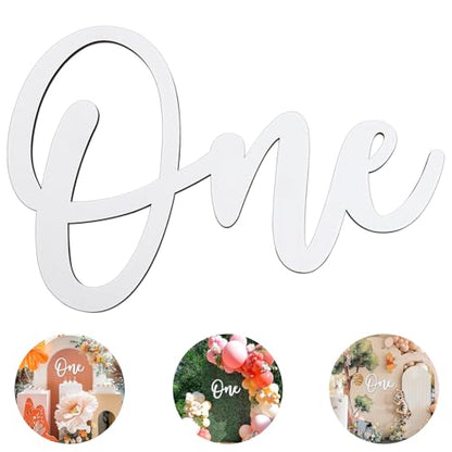 Wooden One Sign for First Birthday Decorations, Wooden Cutout White Letter One Photo Prop for 1st Birthday Party Banner Wall Décor Backdrop