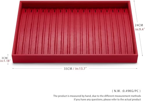 18 Slots PU Leather Jewelry Tray Necklace Display Tray Jewelry Organizer Drawer Necklace Bracelet Holder Organizer Tray Stackable Display Storage (Red) - color: Red, size: 18 Slot